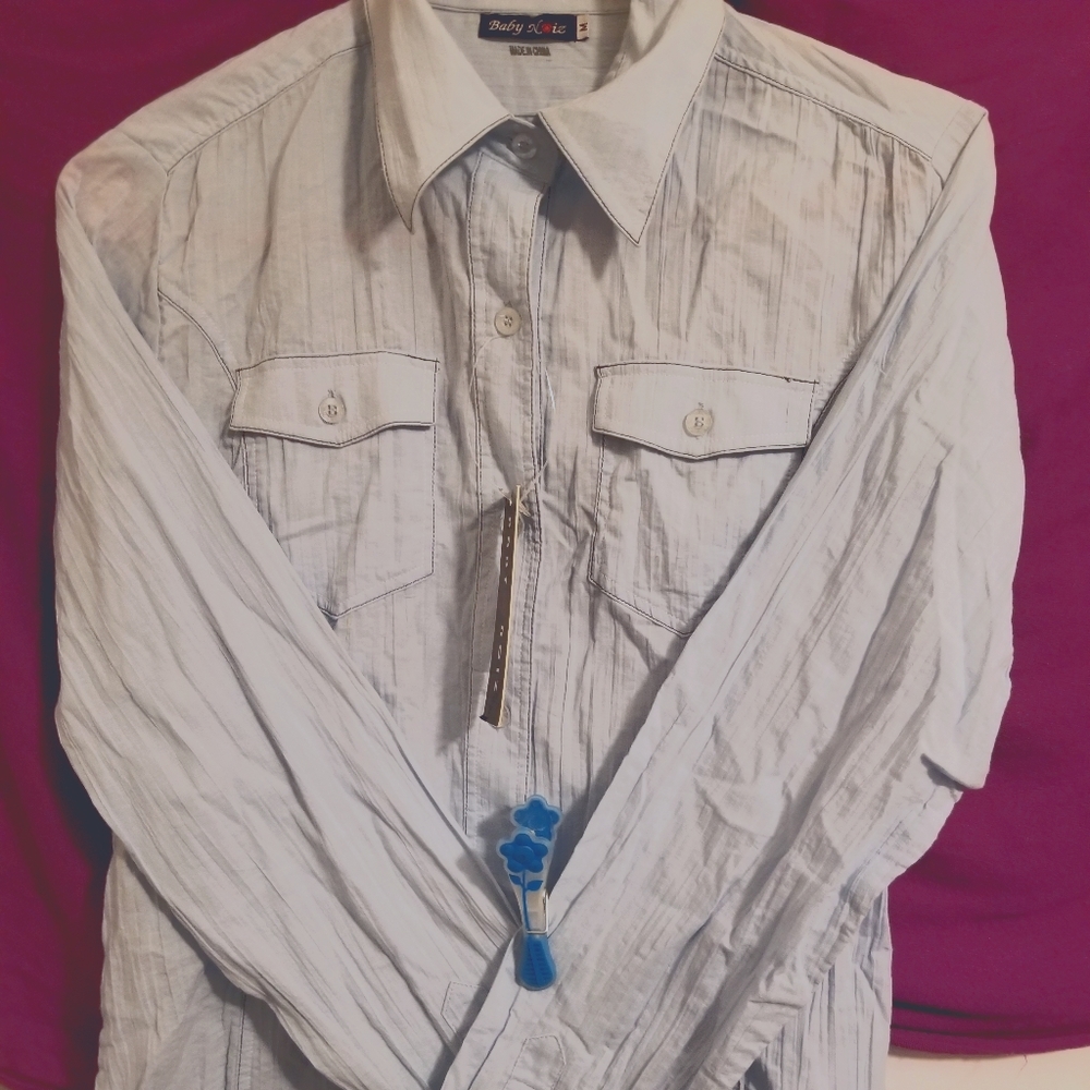 Baby Noiz Crinkle Pleat Boys Dress Shirt -Sky Blue